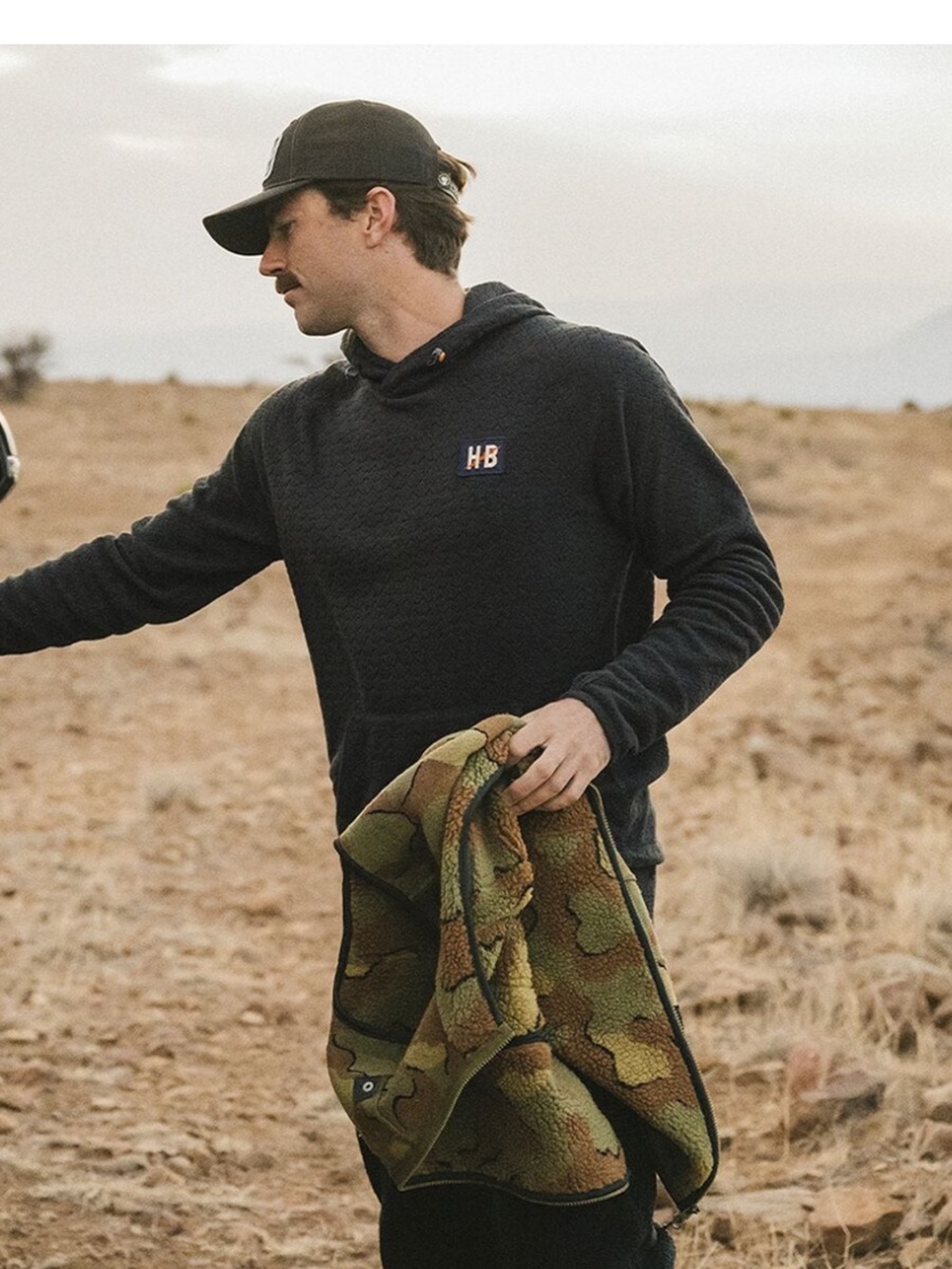 NEW🖤Howler Brothers Palo Duro Fleece Hoodie in Mountain Grid-Antique Black $109
